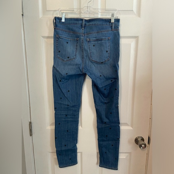 LOFT size 4 medium wash jeans with polka dot pattern - Picture 3 of 3